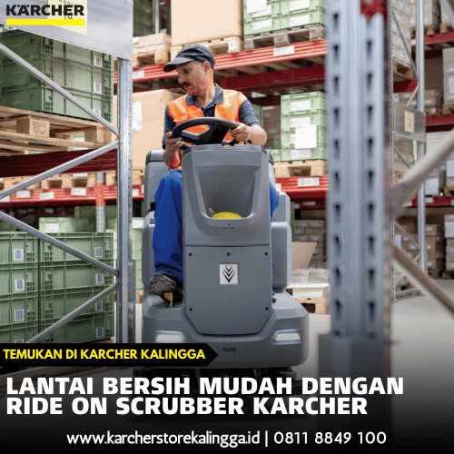 lantai bersih mudah dengan ride on scrubber karcher